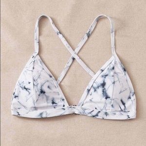 white marble triangle bikini top